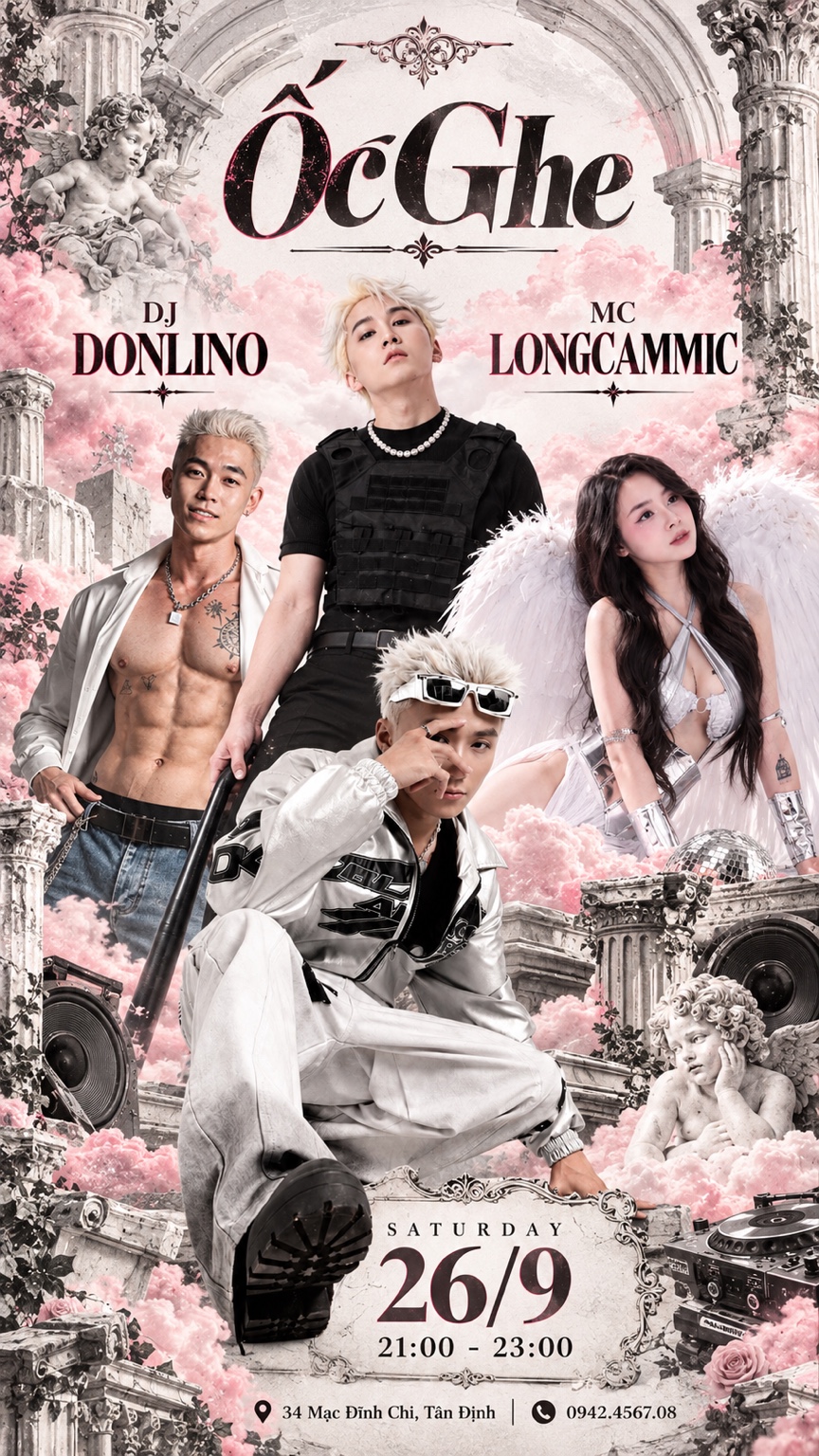 Poster chương trình Ốc Ghe thứ Bảy 26/9, DJ Donlino và MC Longcammic, 21:00 đến 23:00